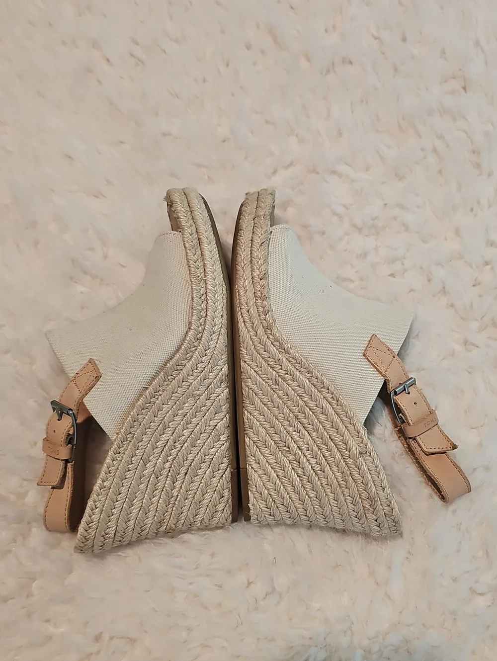 TOMS Natural/Oxford Leather Monica Pump Wedge - Size 8